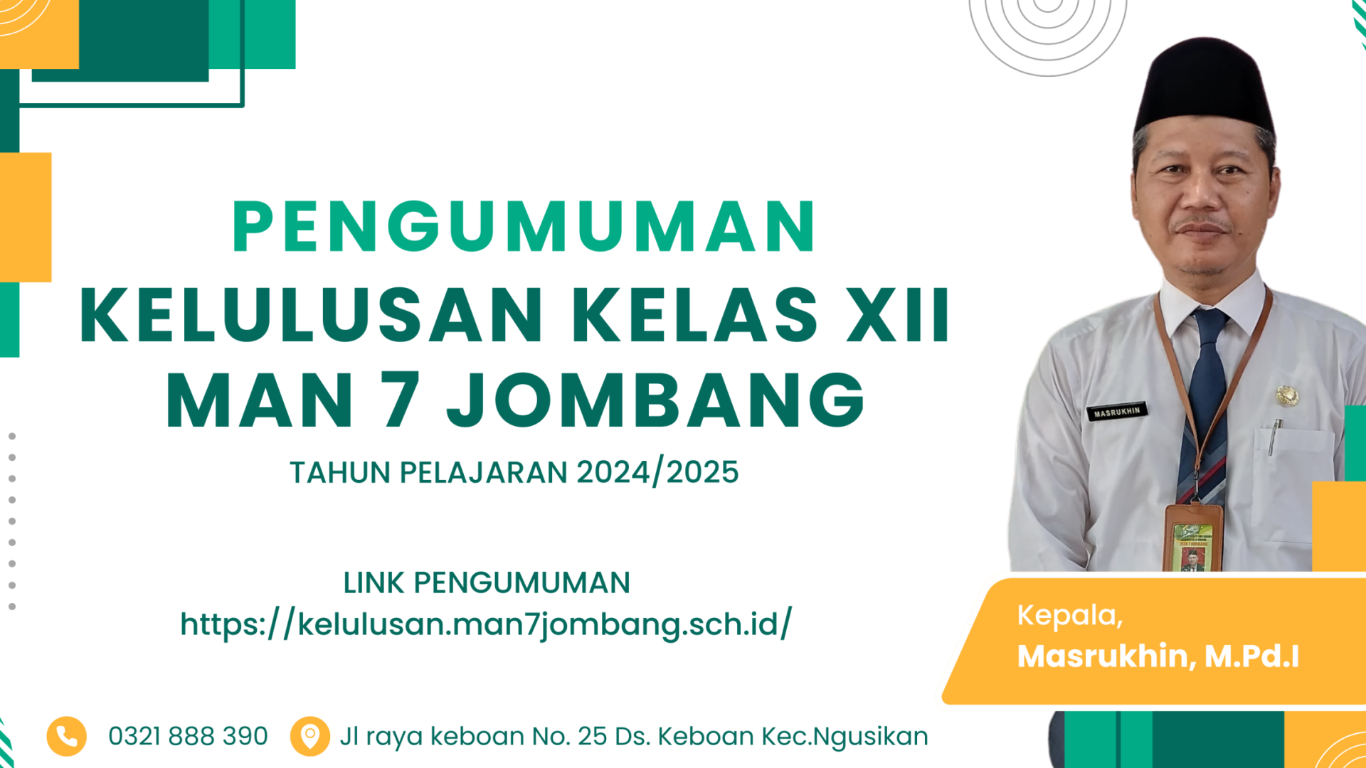 Putih Hijau Orange Modern Seminar Bisnis Banner